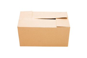 The closed cardboard box isolated on white