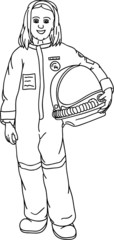 vector - little girl as a traveler in space