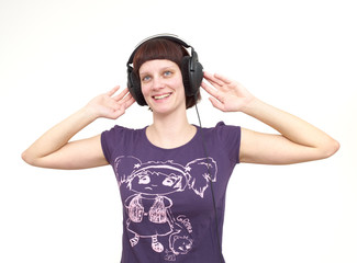 Woman Listening Music and dancing