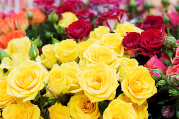 Bouquet of red and yellow roses