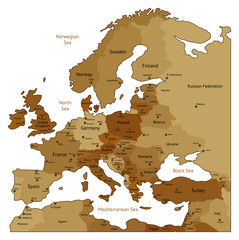 Brown map of Europe