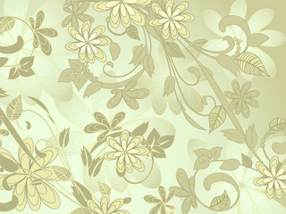 abstract floral design with butterflies