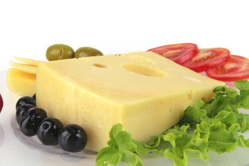 cheese and vegetables on dish