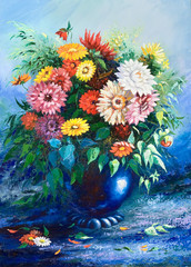 Bouquet of wild flowers in a vase - 21604864