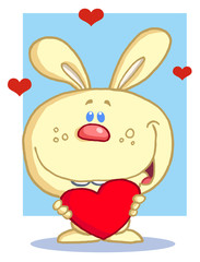 Happy Romantic Yellow Rabbit With Heart