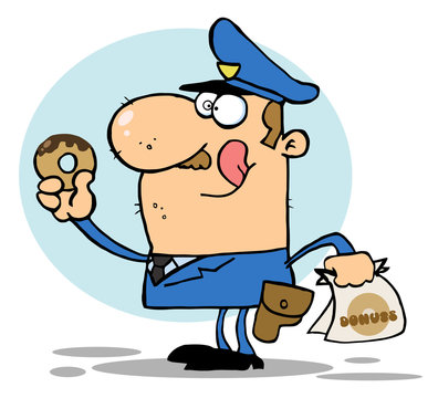 Policeman Eating Donut