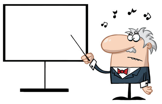 Music Teacher Pointing To A Blank Board