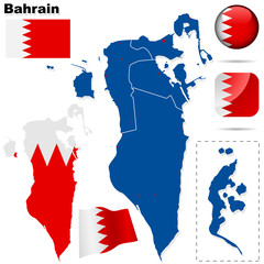 Bahrain vector set. Shape, flags and icons.