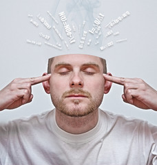 portrait of young man concentrating