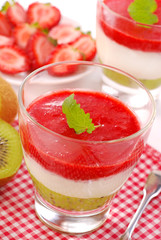strawberry and kiwi mousse with yogurt