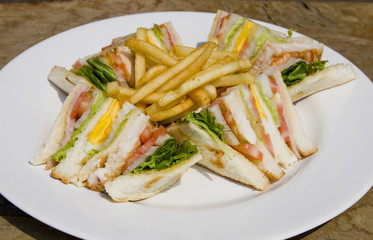 Sandwiches with fries on a plate