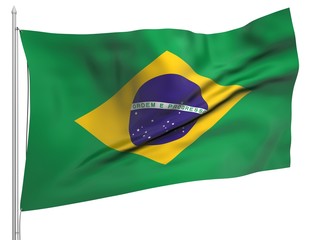 Flying Flag of Brazil - All Countries