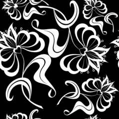 Crédence de cuisine en verre imprimé Fleurs noir et blanc Texture transparente 263