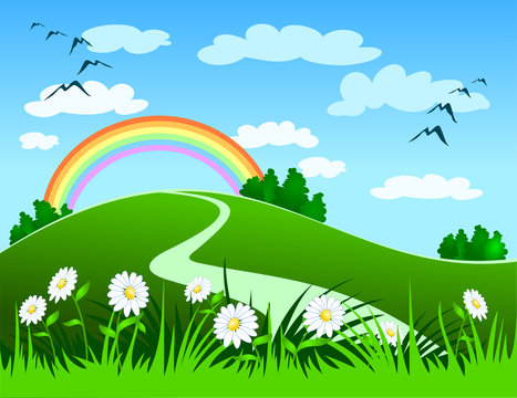 Paesaggio con arcobaleno