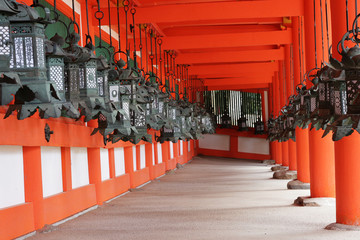 Traditional Lanterns in Japanese Temple