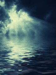 nightly clouds over the water