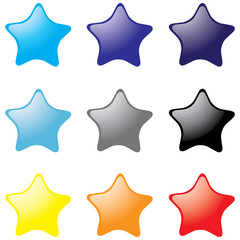 Fun-style color stars set. Vector design elements.