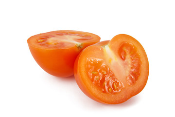 Tomato halves isolated on a white background
