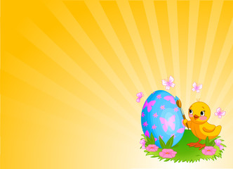 Obraz na płótnie Canvas Chicken Painting Easter Egg Background