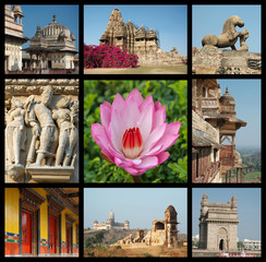 Go India collage - background with travel photos of Indian landm