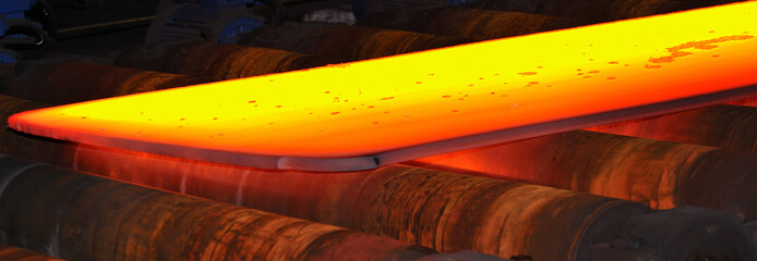 hot steel on conveyor..