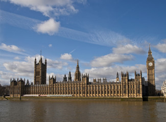 Houses of parliament on thames river