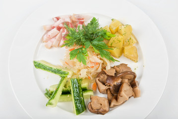 potato, fat and vegetables