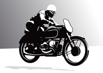 Biker on Motorcycle vector background