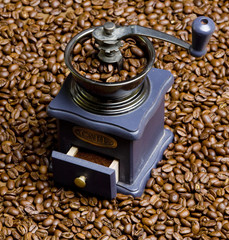 coffee mill with coffee beans