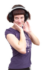 Woman Listening Music and dancing