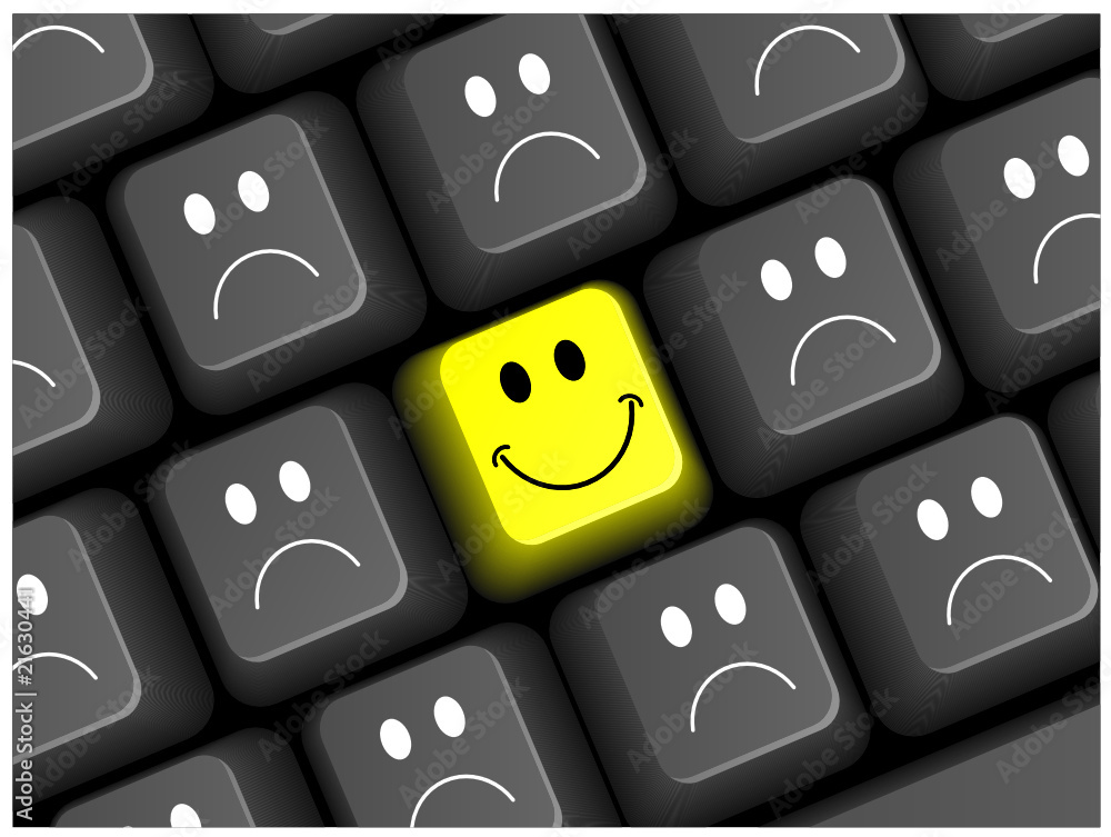 Poster smiley key on keyboard (yellow buttons emoticons vector)