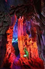 Foto auf Acrylglas schilfflöte höhle roter vorhang guilin © gringos