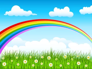 Zelfklevend Fotobehang Lente en regenboog © djdarkflower