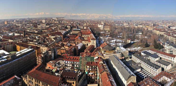 Panoramatic view over Turin, Italy