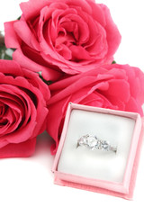 Engagement ring and roses