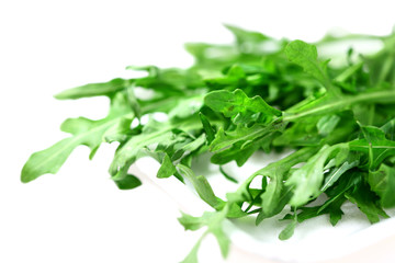 Green leaves of lettuce rucola - rocket (  arrugula )