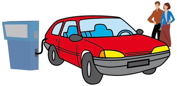 red car charging station couple clip art preview