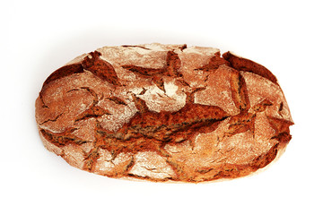 Brot von oben auf weißem Untergrund