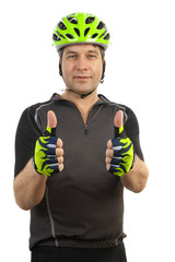 Fototapeta premium portrait of a cyclist over white background