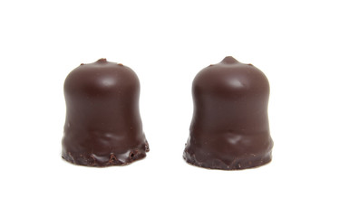 Chocolate candy over white background