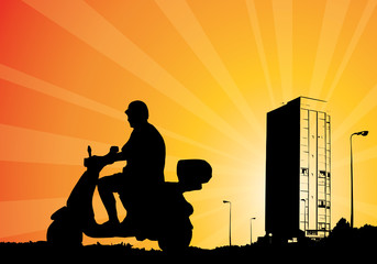 man on a scooter, vector illustration