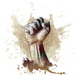 woodcut style fist