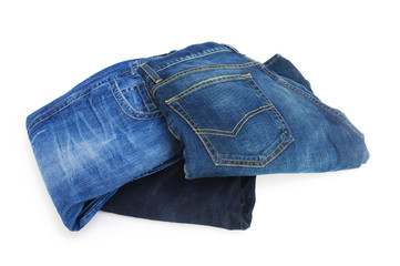 Pair of jeans isolated on the white background