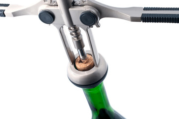 Opening wine bottle