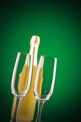 Champagne against color gradient background