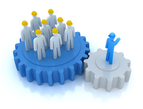 Leader is managing his work team