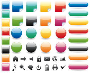 Lot de pastilles, pictos et icônes vectorielles