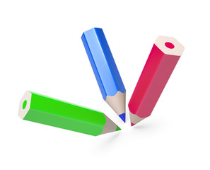 Colorful pencils isolated on white 3d model