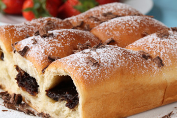 Traditional Czech sweet yeast buns stuffed with jam