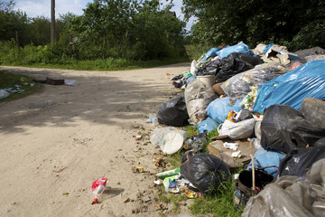 Bunch of garbage  on the road